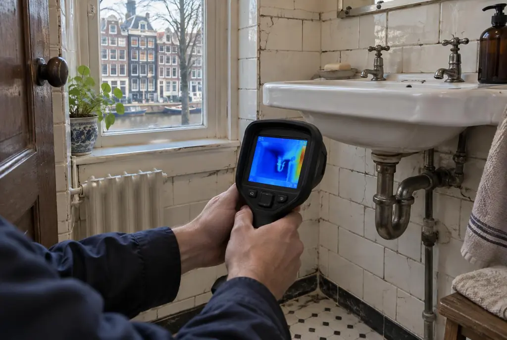 Lekdetectie Heino – badkamer met oude leidingen achter de tegels
